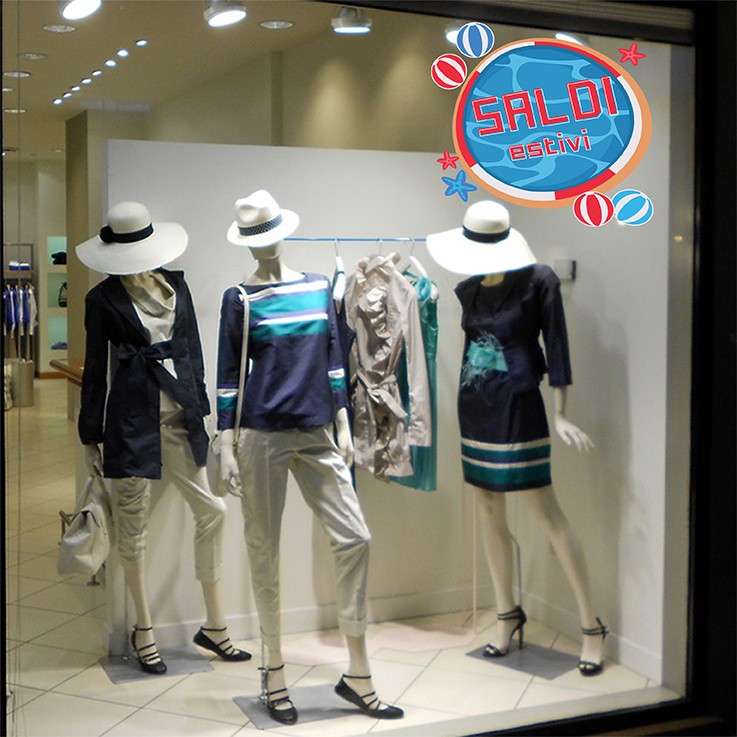 Saldi Estivi con Piscina Stickers Adesivo