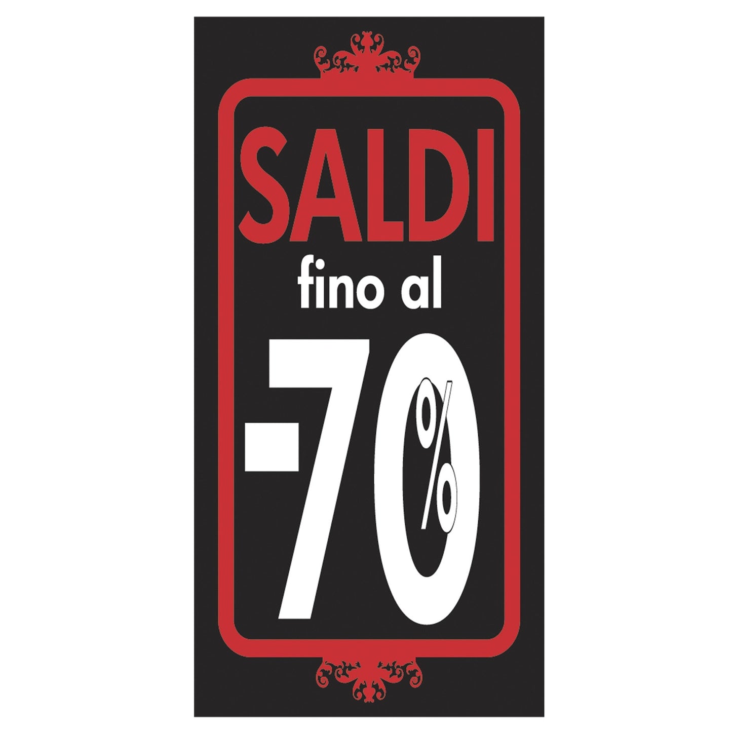 Fondale Vetrina Saldi rosso e nero fino al 70%