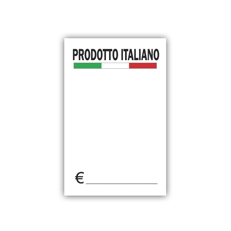 Cartellino prezzo prodotto italiano