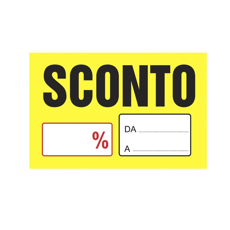 Cartellino sconto giallo da a