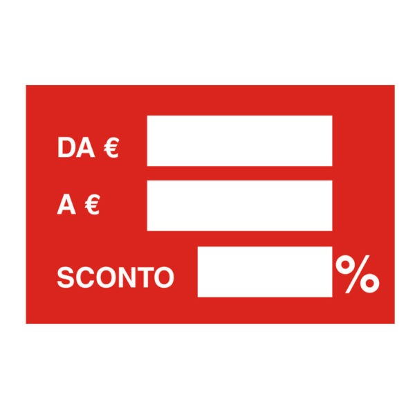 CARTELLINO Percentuale ROSSO PREZZO DA A