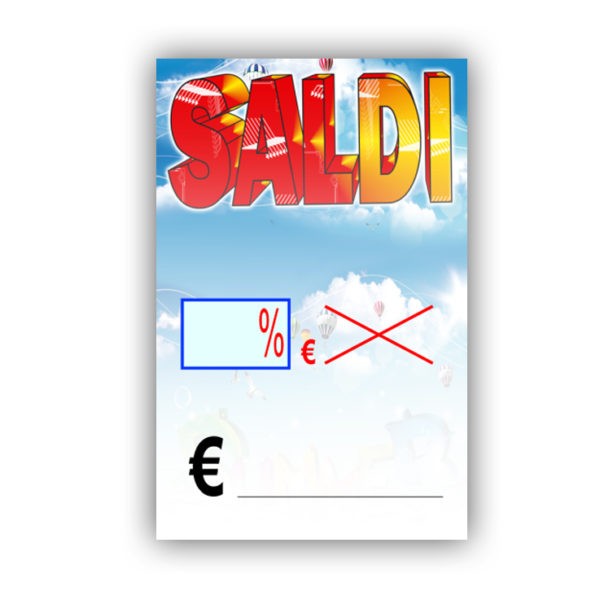 Cartoncino con scritta saldi tridimensionale