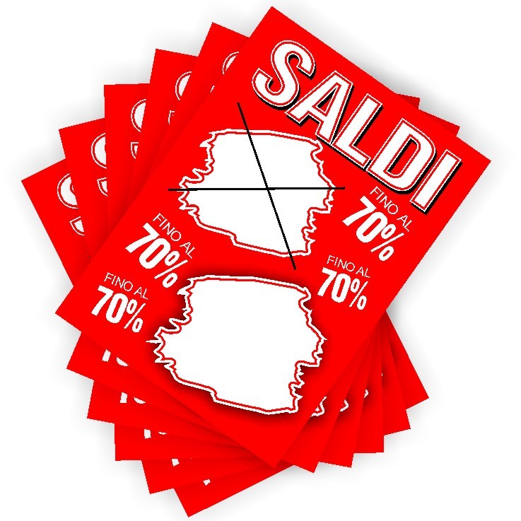 Cartellino saldi prezzo sbarrato rosso