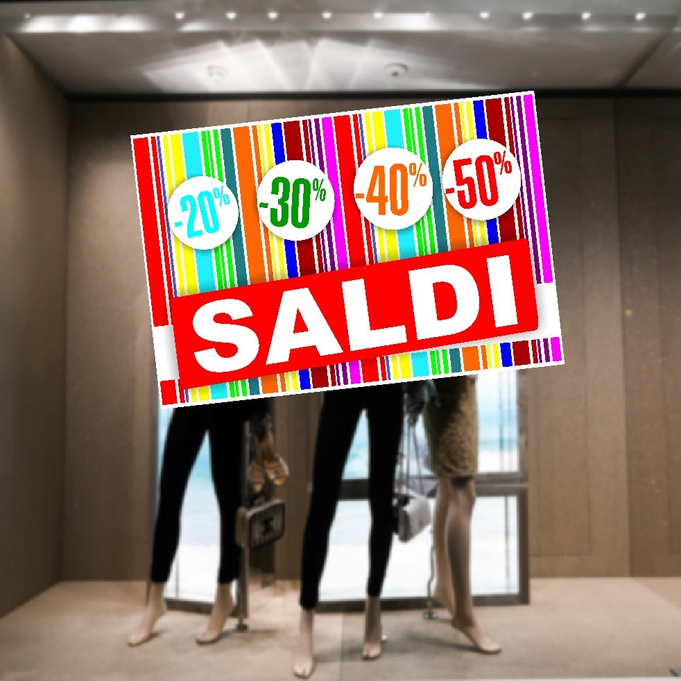 Adesivo Promozione saldi colorato con percentuali