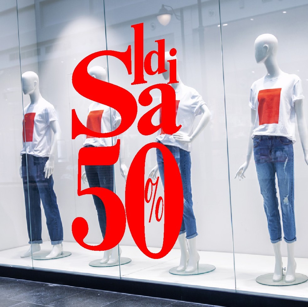 Adesivo stencil Vetrofania Saldi