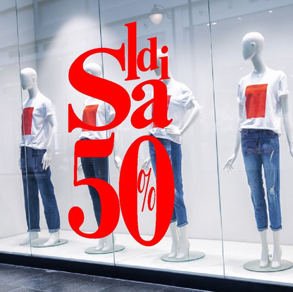 Adesivo stencil Vetrofania Saldi