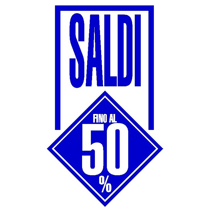 Adesivo stencil Vetrofania Saldi con percentuale incastonato a Rombo