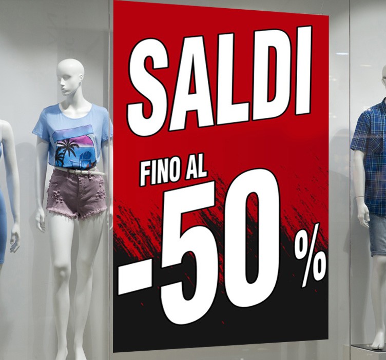 Fondale Vetrina Saldi rosso fino al 50%
