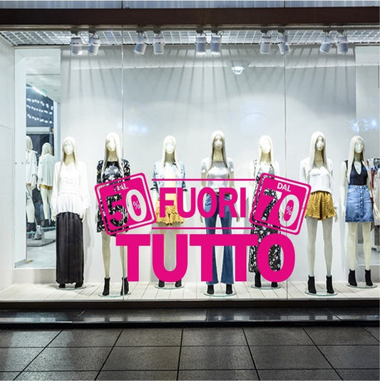 Fuori Tutto con percentuali Adesivo Applicazione Vetrine