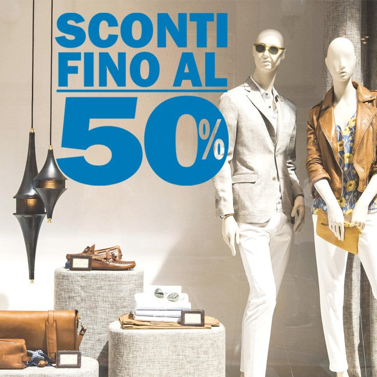 Vetrofania Sconti fino al