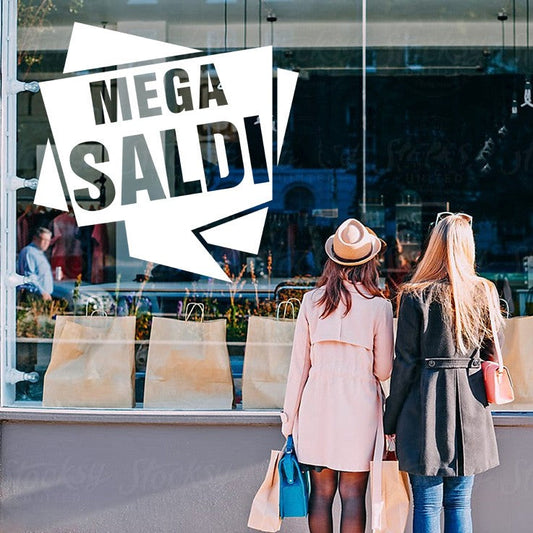 Adesivo mega saldi forme richiami