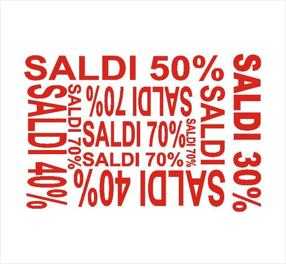 Sticker Adesivo Saldi con Percentuali che si ripetono