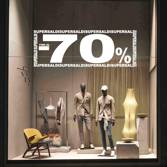 Vetrofania SUPERSALDI FINO AL 70%