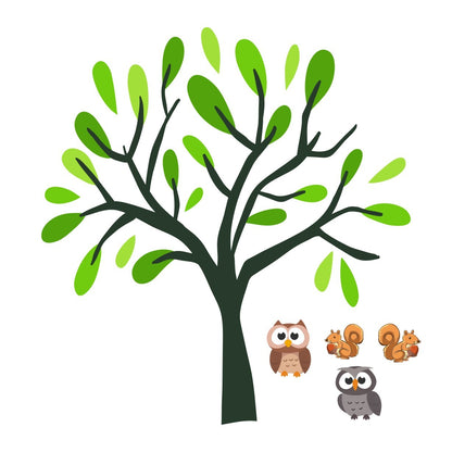 Adesivo Albero gufetti e scoiattolini