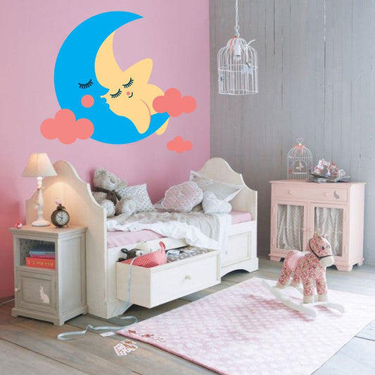 Adesivo stella luna cameretta bambini