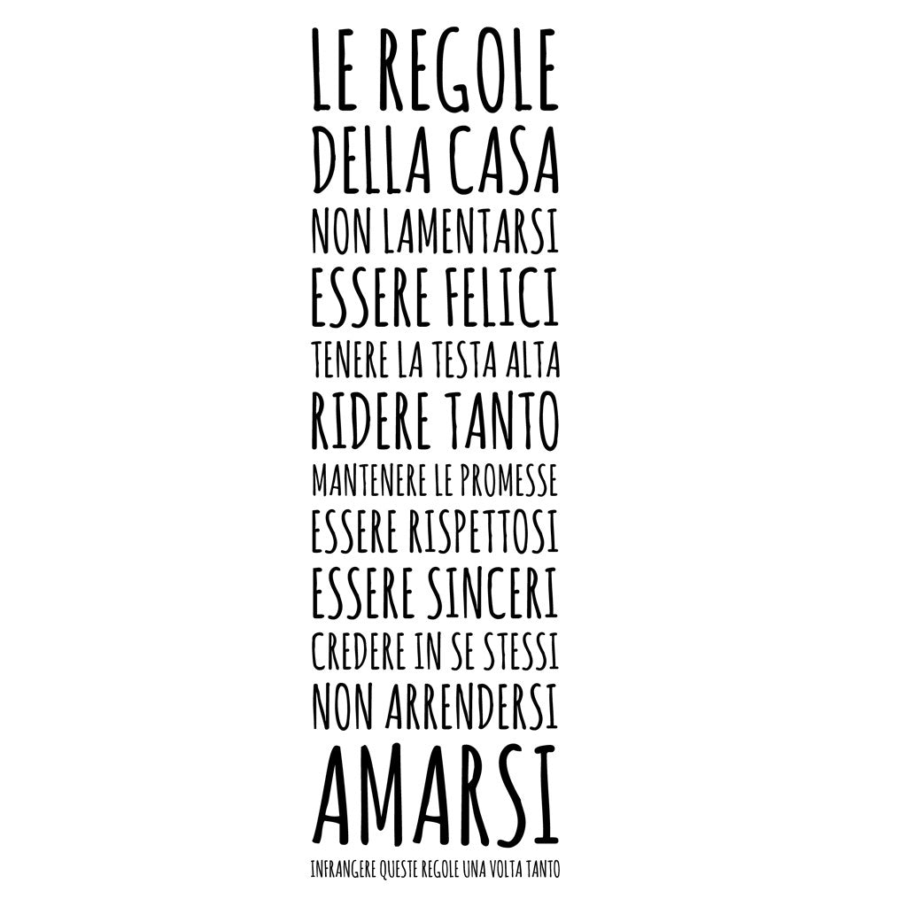 Sticker murale regole della casa