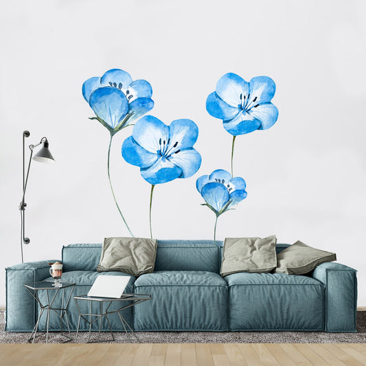 Adesivo Murale Fiori Blu