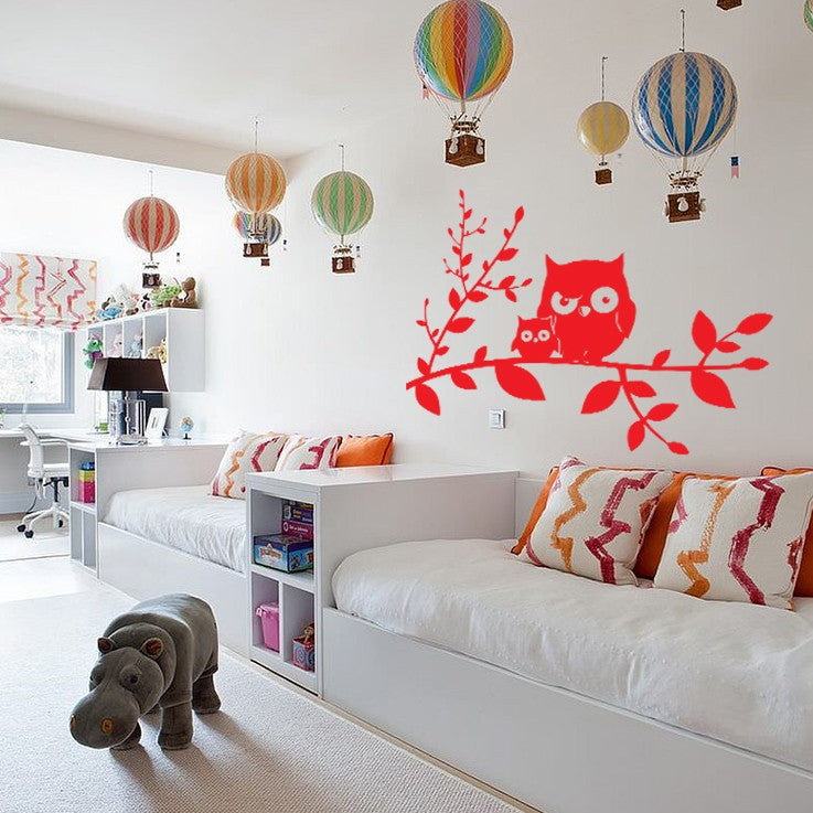 Adesivo Decorativo Con Gufo e Gufetto small