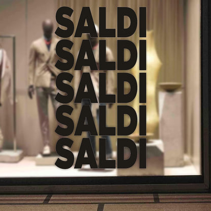 5 pz. kit Adesivi Vetrofania Saldi Rimovibili