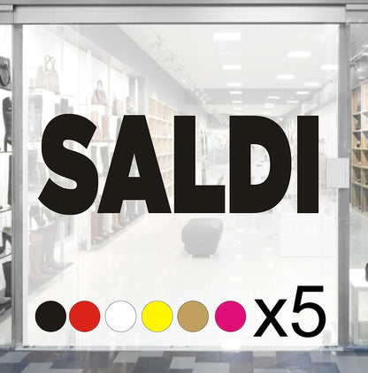 5 pz. kit Adesivi Vetrofania Saldi Rimovibili