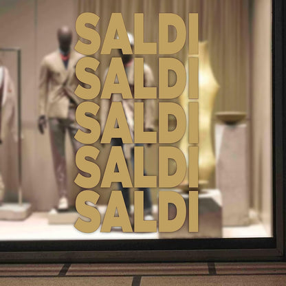 5 pz. kit Adesivi Vetrofania Saldi Rimovibili