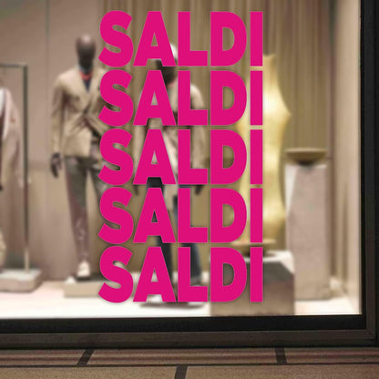 5 pz. kit Adesivi Vetrofania Saldi Rimovibili