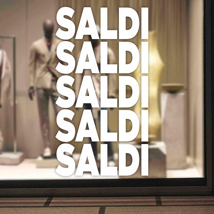 5 pz. kit Adesivi Vetrofania Saldi Rimovibili