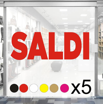 5 pz. kit Adesivi Vetrofania Saldi Rimovibili