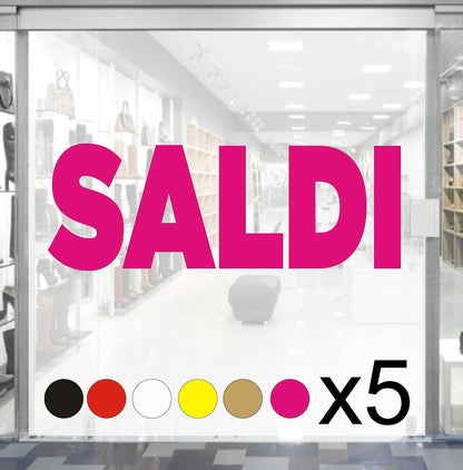 5 pz. kit Adesivi Vetrofania Saldi Rimovibili