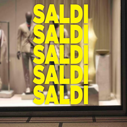 5 pz. kit Adesivi Vetrofania Saldi Rimovibili