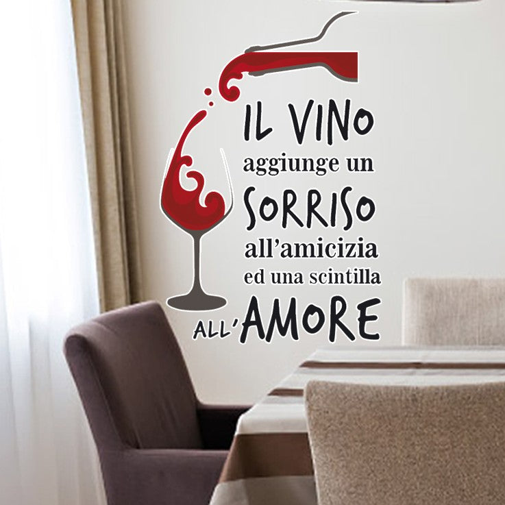 STICKER MURALE VINO E AMORE
