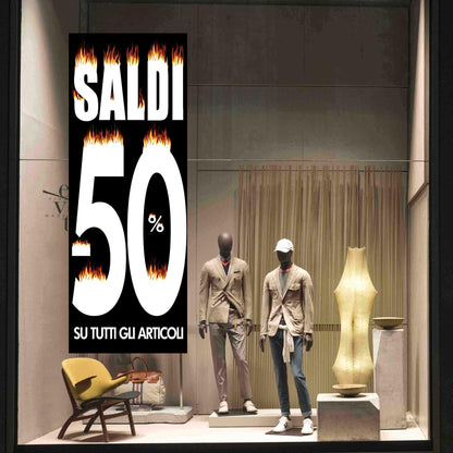Fondale Vetrina Saldi fuoco