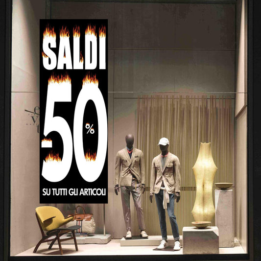 Fondale Vetrina Saldi fuoco