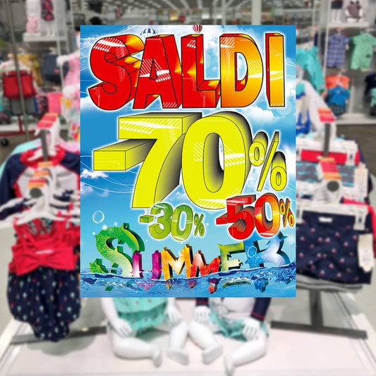 Fondale vetrina saldi tridimensionale Summer