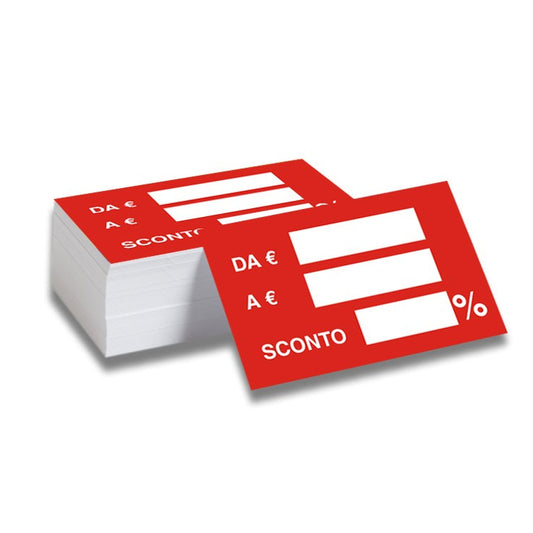 CARTELLINO Percentuale ROSSO PREZZO DA A