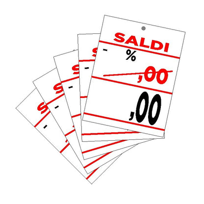 Cartoncino con scritta saldi da compilare