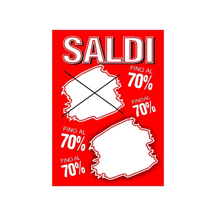 Cartellino saldi prezzo sbarrato rosso