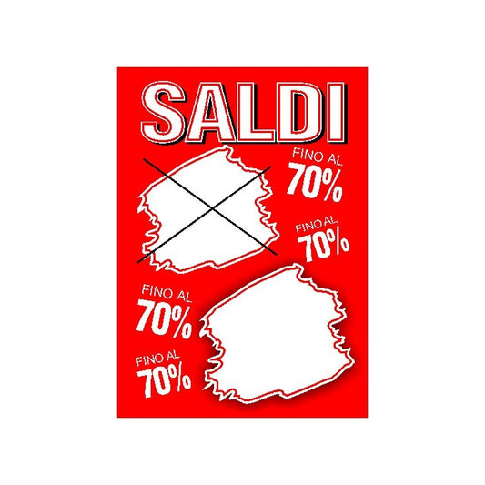 Cartellino saldi prezzo sbarrato rosso